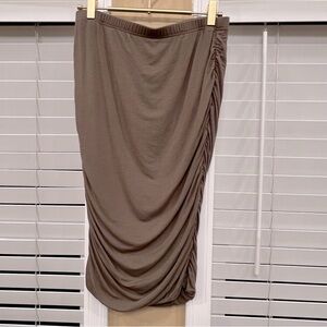 Vince Camuto Stretch Olive Green Draped Ruched Pencil Skirt